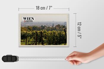 Panneau en bois voyage Vienne Autriche Champs de vin Grinzing 18x12 cm 4