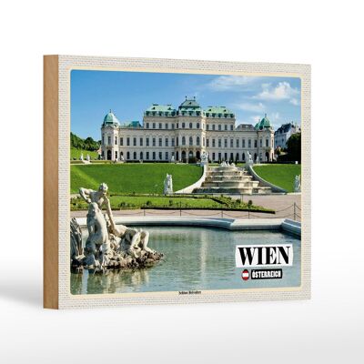 Cartel de madera viaje Viena Austria Palacio Belvedere 18x12 cm