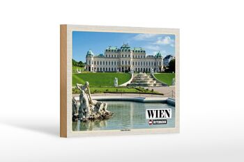 Panneau en bois voyage Vienne Autriche Palais du Belvédère 18x12 cm 1