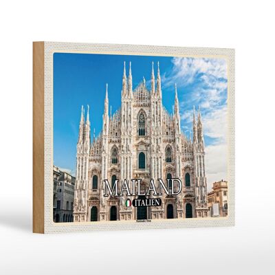 Cartello in legno viaggio Italia Milano Duomo di Milano 18x12 cm decorazione