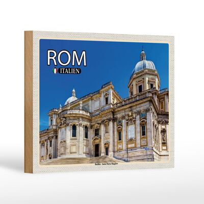 Cartello in legno da viaggio Roma Basilica Santa Maria Maggiore 18x12 cm