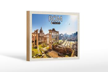 Panneau en bois voyage Rome Italie Forum Romanum 18x12 cm cadeau 1