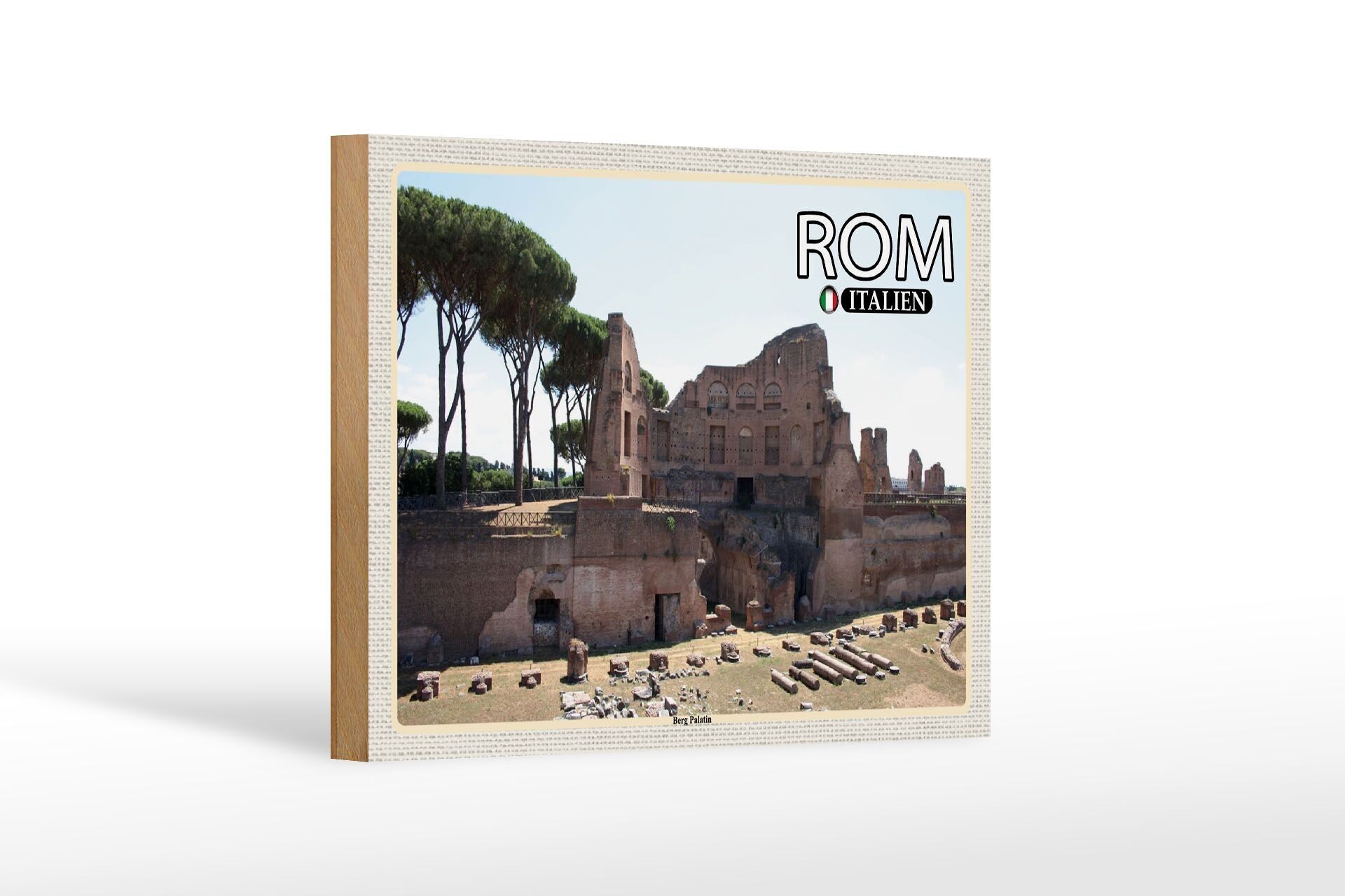 Cartello in legno viaggio Roma Italia Architettura Monte Palatino 18x12 cm decoro