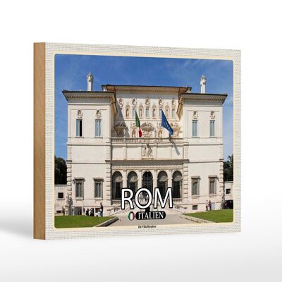 Holzschild Reise Rom Italien Die Villa Borghese 18x12 cm Dekoration