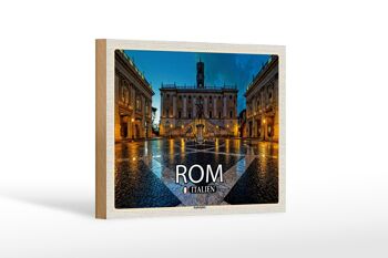 Panneau en bois voyage Rome Italie Place du Capitole architecture 18x12 cm 1