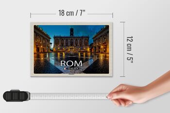 Panneau en bois voyage Rome Italie Place du Capitole architecture 18x12 cm 4