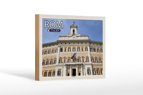 Holzschild Reise Rom Italien Parlament Architektur 18x12 cm