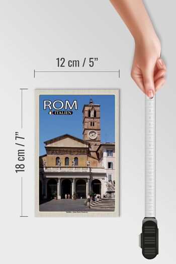 Panneau en bois voyage Rome Basilique Santa Maria Trastevere 12x18 cm 4