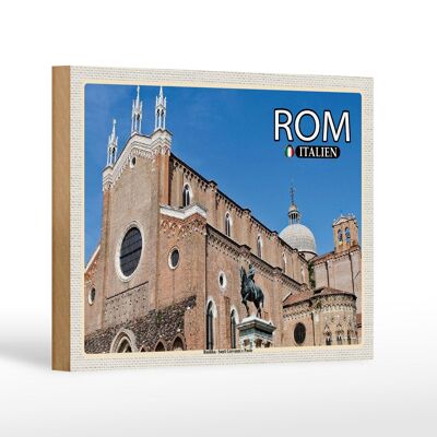 Cartello in legno da viaggio Roma Basilica Santi Giovanni e Paolo 18x12 cm