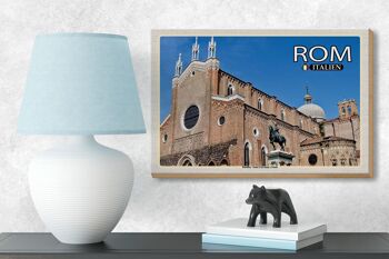 Panneau en bois voyage Rome Basilique Santi Giovanni e Paolo 18x12 cm 3