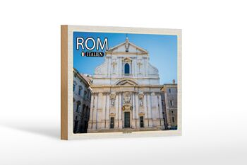 Panneau en bois voyage Rome Italie Chiesa del Gesu 18x12 cm décoration 1