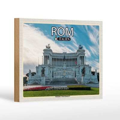 Cartel de madera viaje Roma Monumento Vittorio Emanuele II 18x12 cm