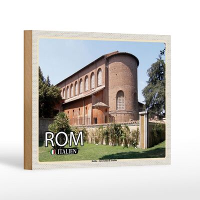 Cartello in legno viaggio Roma Santa Sabina All'Aventino 18x12 cm decoro