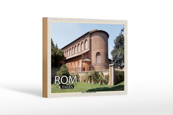 Panneau en bois voyage Rome Santa Sabina All'Aventino 18x12 cm décoration 1
