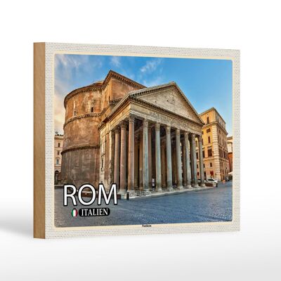 Cartello in legno viaggio Roma Italia Pantheon architettura 18x12 cm decorazione