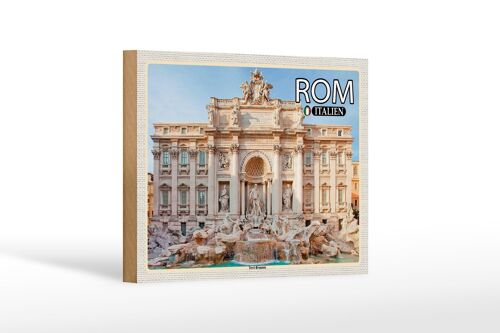 Holzschild Reise Rom Italien Trevi Brunnen Skulptur 18x12 cm