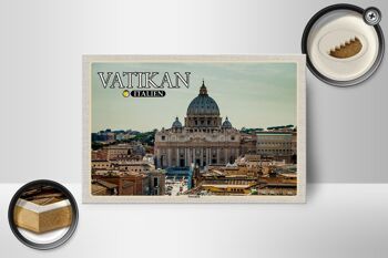 Panneau en bois voyage Vatican Italie Basilique Saint-Pierre Pape 18x12 cm décoration 2