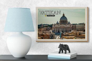 Panneau en bois voyage Vatican Italie Basilique Saint-Pierre Pape 18x12 cm décoration 3