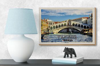 Panneau en bois voyage Venise Italie Pont du Rialto 18x12 cm décoration 3