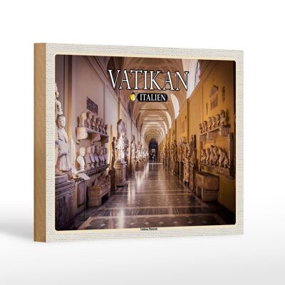 Cartel de madera viaje Vaticano Italia Museo Vaticano 18x12 cm decoración