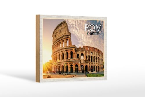 Holzschild Reise Rom Italien Kolosseum Architektur 18x12 cm