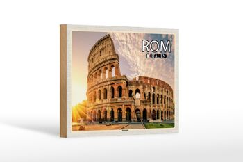 Panneau en bois voyage Rome Italie Colisée architecture 18x12 cm 1