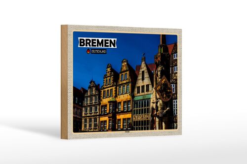 Holzschild Städte Bremen Deutschland Altstadt 18x12 cm Dekoration