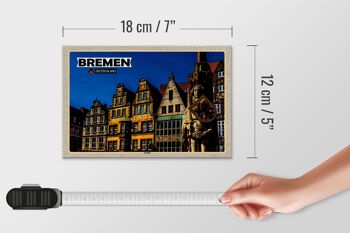 Panneau en bois villes Brême Allemagne vieille ville 18x12 cm décoration 4
