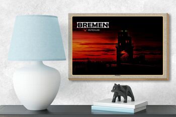 Panneau en bois villes Brême Allemagne feu de jetée 18x12 cm décoration 3