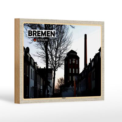 Cartel de madera ciudades Bremen Alemania Fábrica Findorff 18x12 cm