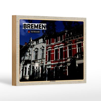 Cartello in legno città Brema Germania Schwachhausen 18x12 cm