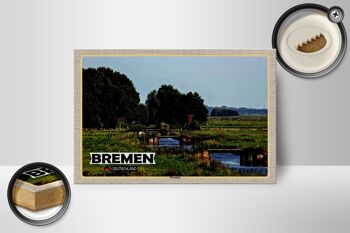 Panneau en bois villes Brême Allemagne Blockland 18x12 cm décoration 2
