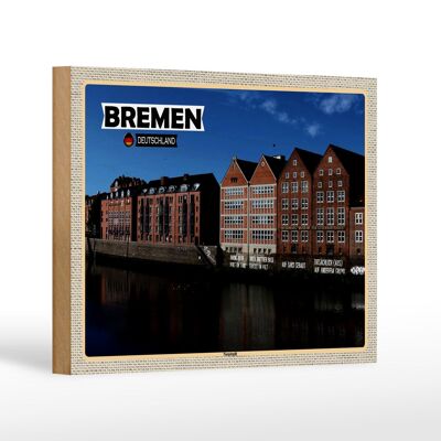 Targa in legno città Brema Germania Neustadt 18x12 cm decorazione