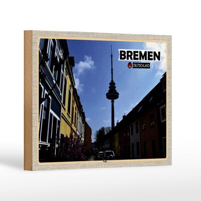 Letrero de madera ciudades Bremen Alemania Wallanlagen 18x12 cm decoración