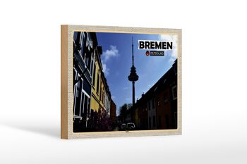Panneau en bois villes Brême Allemagne Wallanlagen 18x12 cm décoration 1