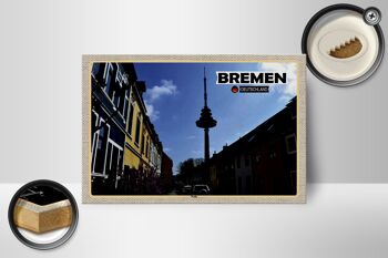 Panneau en bois villes Brême Allemagne Wallanlagen 18x12 cm décoration 2