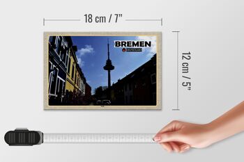 Panneau en bois villes Brême Allemagne Wallanlagen 18x12 cm décoration 4