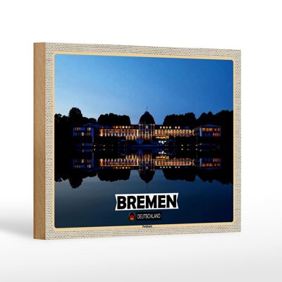 Letrero de madera ciudades Bremen Alemania Parkhotel 18x12 cm decoración