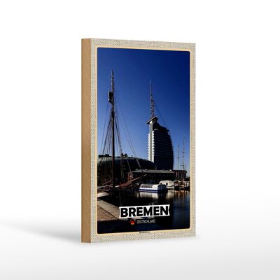 Cartel de madera ciudades Bremen Alemania Böttcherstrasse 12x18 cm