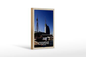Panneau en bois villes Brême Allemagne Böttcherstrasse 12x18 cm 1