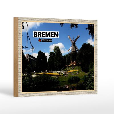 Letrero de madera ciudades Bremen Alemania Überseestadt 18x12 cm decoración