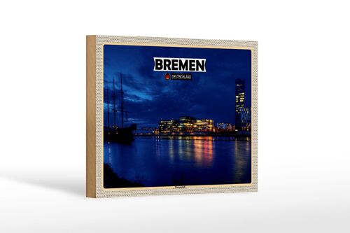 Holzschild Städte Bremen Deutschland Weserstadion 18x12 cm Dekoration