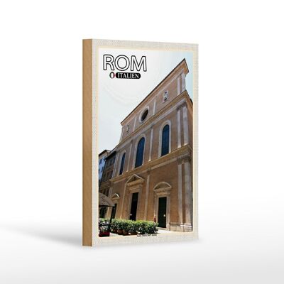 Cartel de madera viaje Roma Italia Santa Maria Dell Anima 12x18 cm