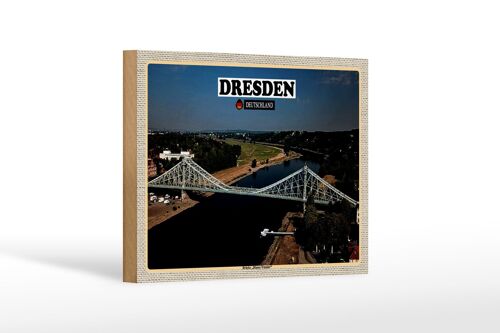 Holzschild Städte Dresden Brücke Blaues Wunder 18x12 cm Dekoration