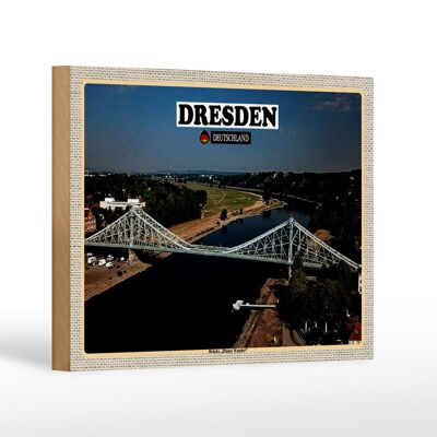 Holzschild Städte Dresden Brücke Blaues Wunder 18x12 cm Dekoration