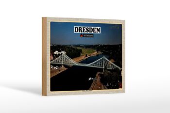 Panneau en bois villes Pont de Dresde Blue Wonder 18x12 cm décoration 1