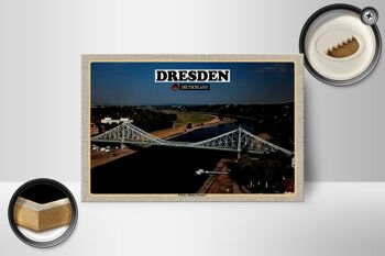 Panneau en bois villes Pont de Dresde Blue Wonder 18x12 cm décoration 2