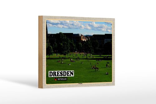 Holzschild Städte Dresden Deutschland Alaunplatz 18x12 cm Dekoration