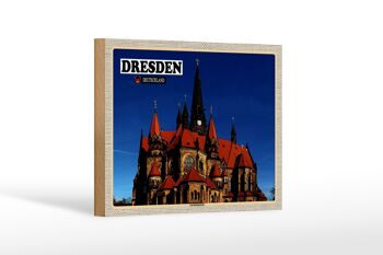 Panneau en bois villes Dresde Allemagne Ganisonskirche 18x12 cm 1