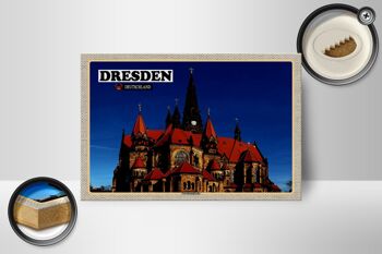 Panneau en bois villes Dresde Allemagne Ganisonskirche 18x12 cm 2
